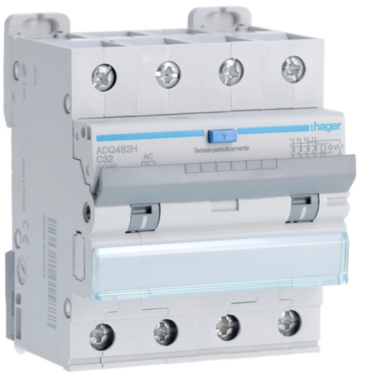 ADQ482H - Interruttore magnetotermico differenziale 10000A 4P curva C 32A tipo AC 30mA 4M