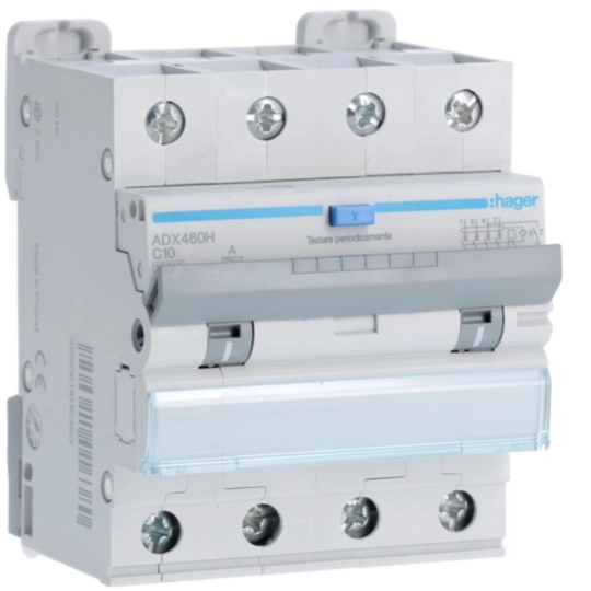 ADX460H - Interruttore magnetotermico differenziale 10000A 4P curva C 10A tipo A 30mA 4M