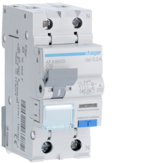 AFA960D - RCBO Wyłącznik różnicowoprądowy z członem nadprądowym 1P+N 6kA C 10A/300mA Typ A