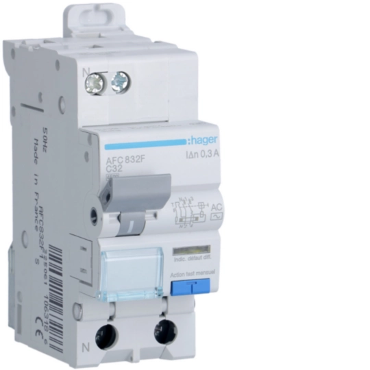 AFC832F - Disjoncteur Différentiel 1P+N 4.5kA C-32A 300mA type AC