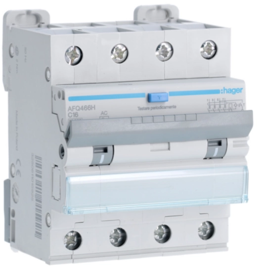 AFQ466H - Interruttore magnetotermico differenziale 10000A 4P curva C 16A tipo AC 300mA 4M