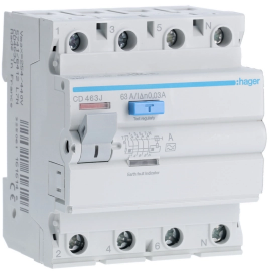 CD463J - RCCB 4P 63A 30mA A Class