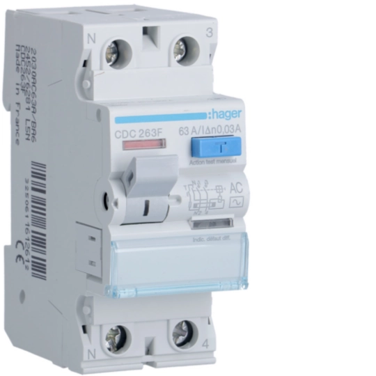 CDC263F - Interrupteur différentiel 2P 63A 30mA type AC