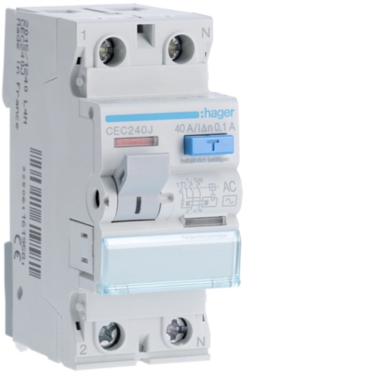CEC240J - RCCB Wyłącznik różnicowoprądowy 1P+N 40A 100mA 6kA AC