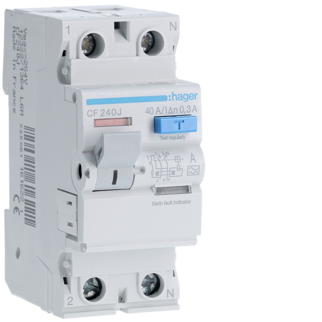 Áram-védőkapcsoló (Fi-relé) analóg 2P 40A 300mA A-típus 6kA CF Hager