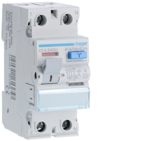CFA240H - Interruttore Differenziale Puro Acc. 2 Poli 300 Ma 40 A Tipo A 2 M. Din
