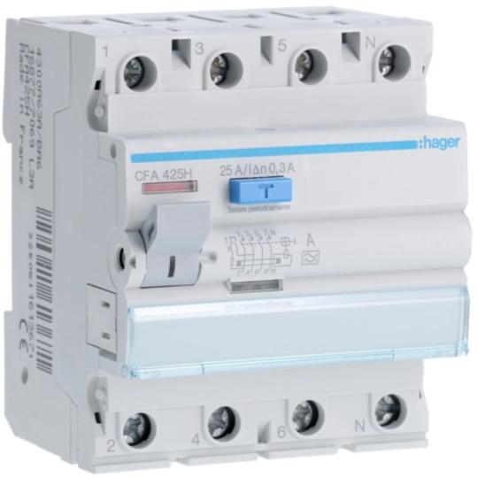 CFA425H - Interruttore differenziale puro 4P 25A tipo A 300mA 4M