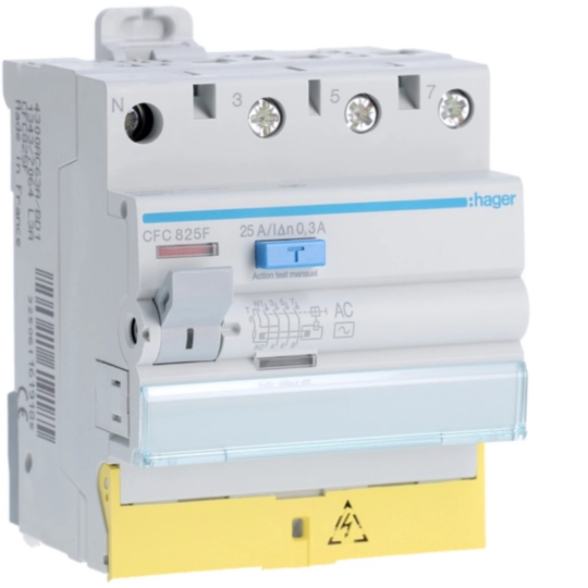 CFC825F - Interrupteur différentiel 3P+N 25A 300mA type AC à bornes décalées
