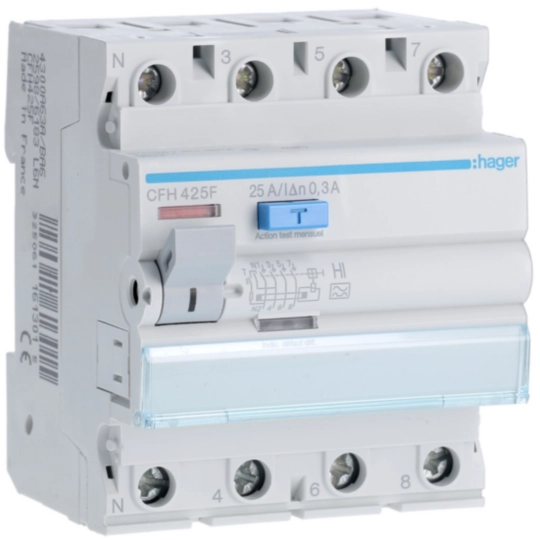 CFH425F - Interrupteur différentiel 4P 25A 300mA type A haute immunité
