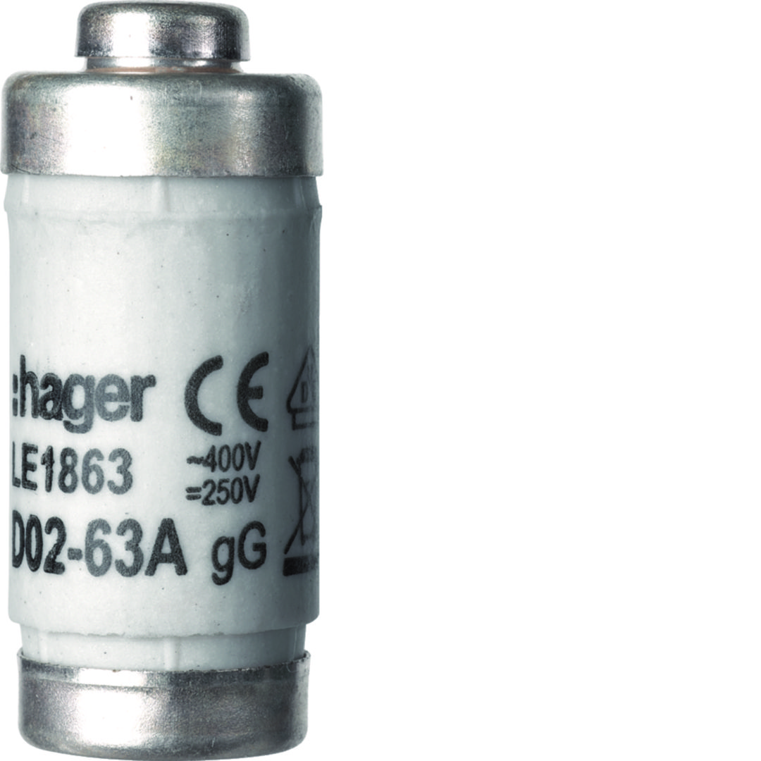 Olvadóbiztosító betét D02 63A 400V réz-színkód LE Hager