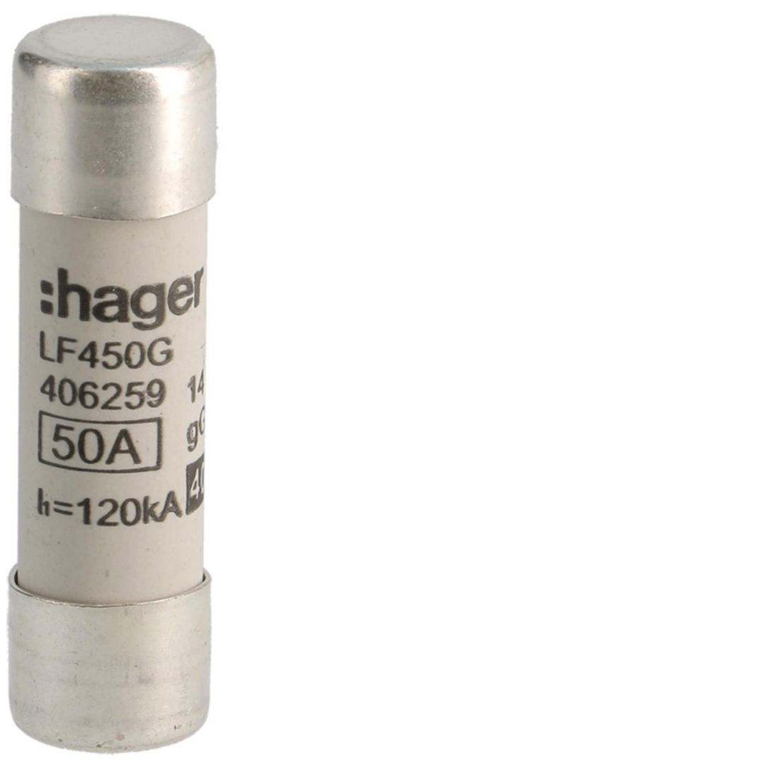 Hengeres biztosítóbetét gL/gG (kábel-/készülékvédő) 14x51mm 50A 400V AC LF Hager