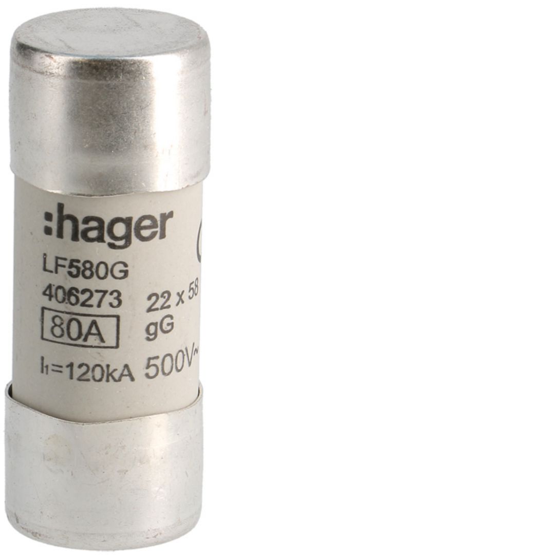 Hengeres biztosítóbetét aM (berendezésvédő) 22x58mm 80A 500V LF Hager