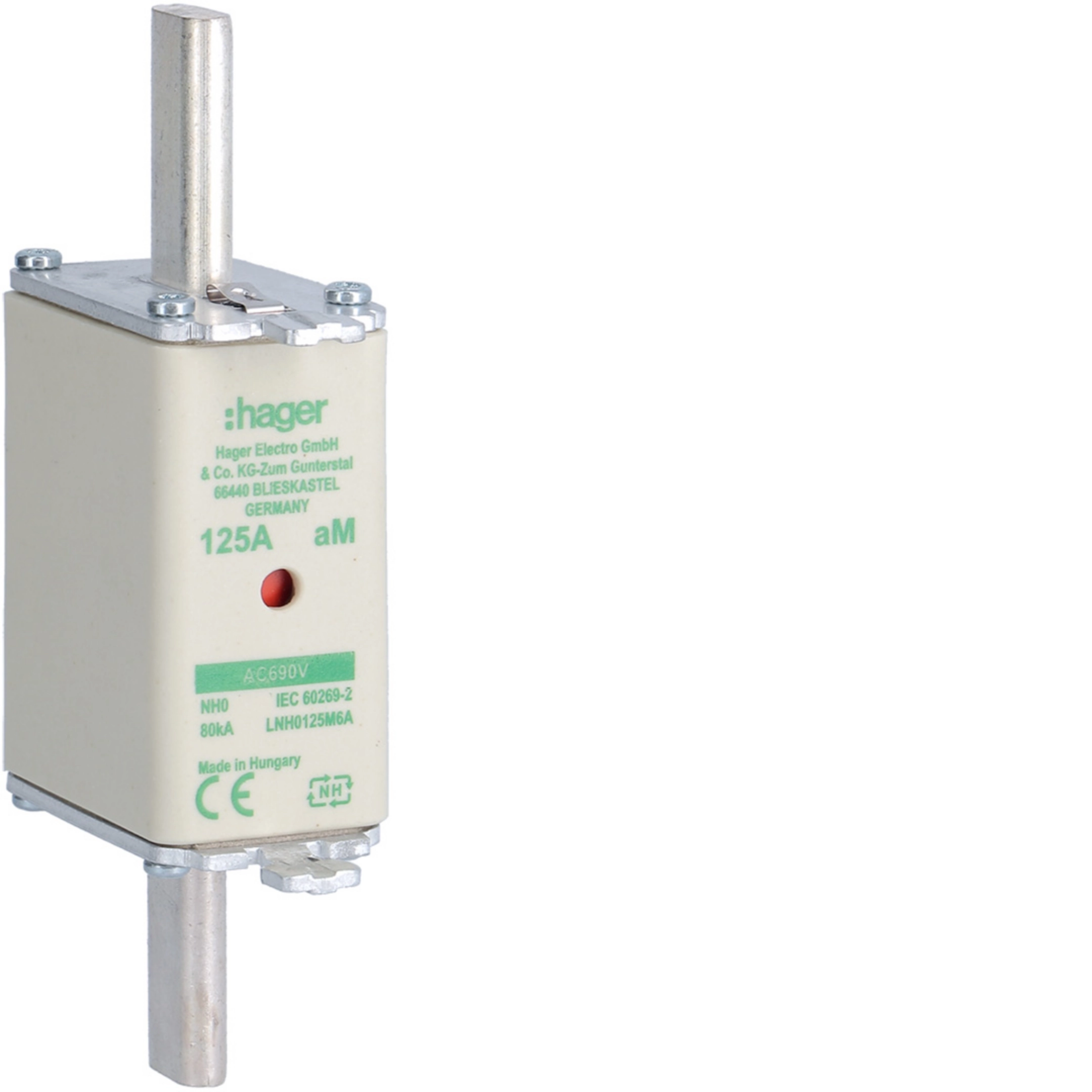 NH-Sicherungseinsatz NH0 690V aM 125A Kombimelder Grifflasche spannunsgführend