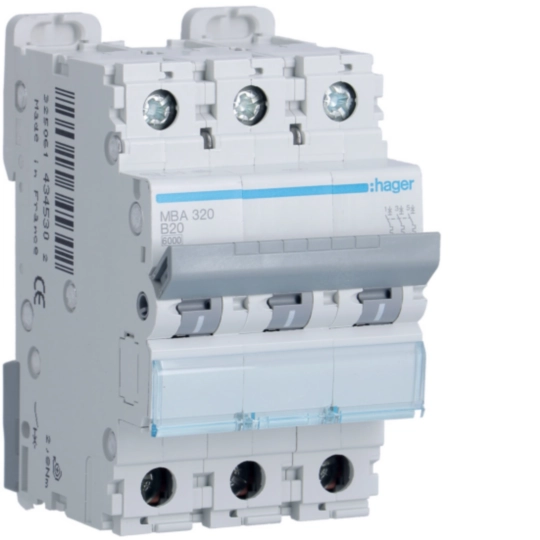 MBA320 - Interruptor automático magnetotérmico serie M 3P 20A curva B 6/10kA