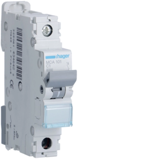 MCA101 - Automaat 6kA - C - 1P - 1A - 1MOD.