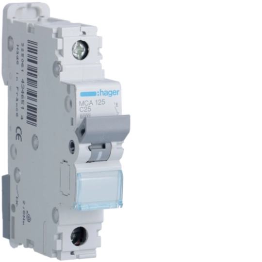 MCA125 - Disjoncteur 1P 6/10kA C-25A 1M