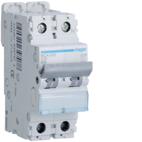 MCA510 - Interruttore Automatico Magnetotermico 1 Polo+N 10 A 6 Ka Curva C 2 M.