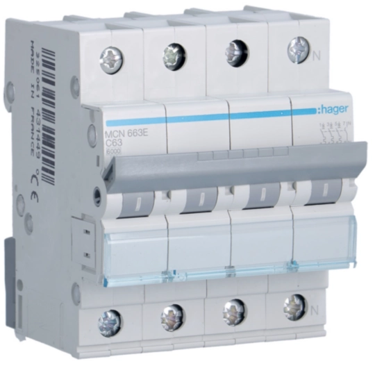 MCN663E - Installatieautomaat 3p+N 63 A C-karakteristiek 6 kA