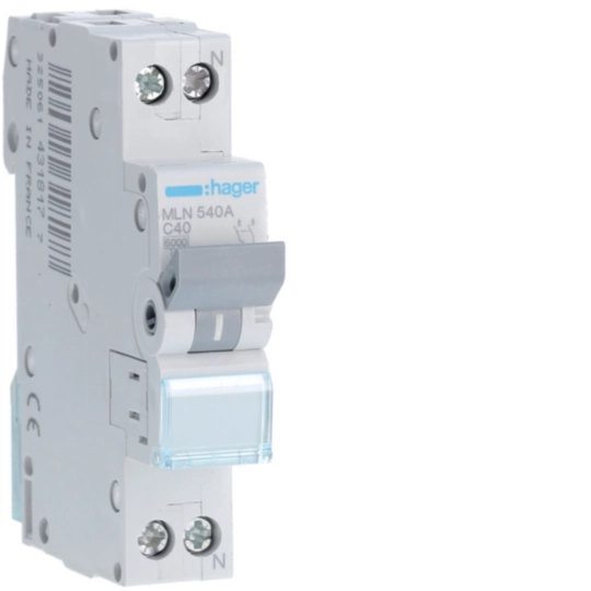 MLN540A - Interruptor automático magnetotérmico serie ML 1P+N 40A C 6kA accesoriable