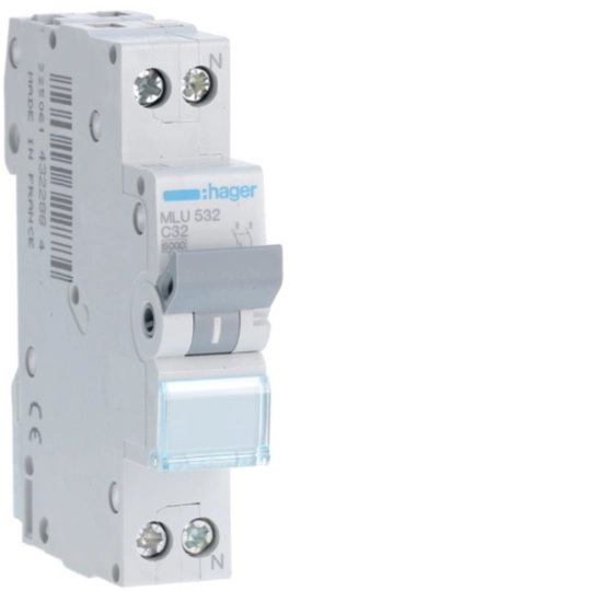 MLU532 - Interruptor automático magnetotérmico serie ML 1P+N 32A C 6kA