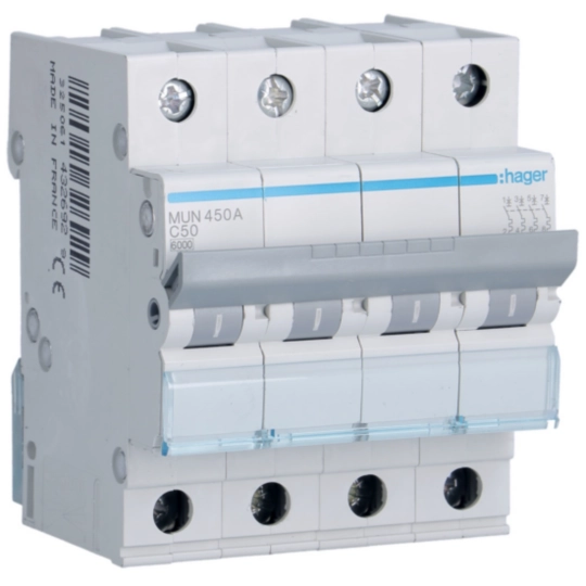 MUN450A - Interruptor automático magnetotérmico serie MU 4P 50A curva C 6KA