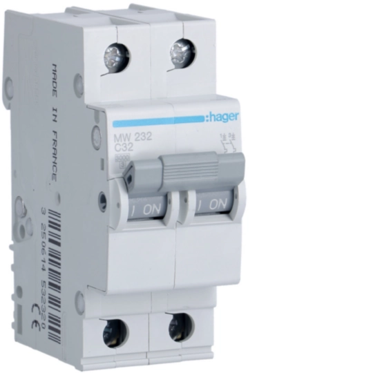 MW232 - Disjuntor 2P 32A Curva C 3kA 2 Módulos
