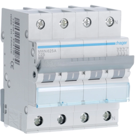 MWN625A - Disjoncteur 3P+N 3kA C-25A 4M