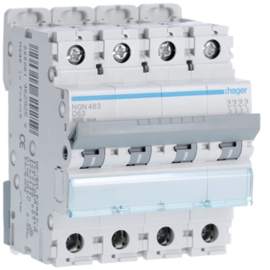 NGN463 - Disjoncteur 4P 6/10kA D-63A 4M