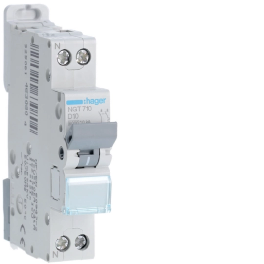 NGT710 - Disjoncteur 10A 1P+N 6-10kA Courbe D 1module