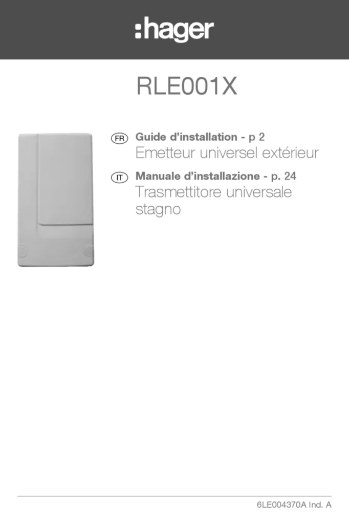 Image Notice Installation Emetteur Universel RLE001X Hag M | Hager France