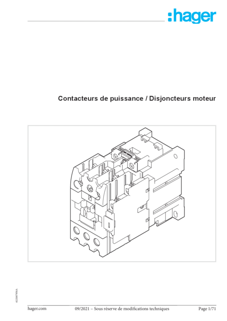 Image Brochure pour contacteurs / interrupteurs de protection moteur (FR, 2021-11) | Hager France