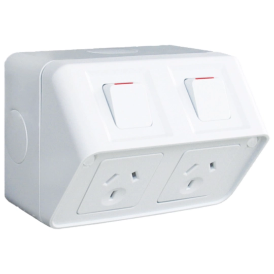 WBWP2S-W - Socket IP53 Twin Horizontal 10A White AS Design Neutral