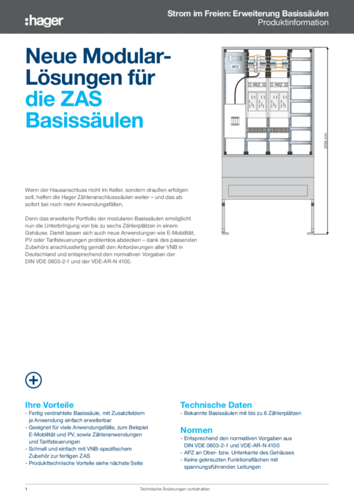 Bild Neue Modular- Lösungen für die ZAS Basissäulen | Hager Deutschland