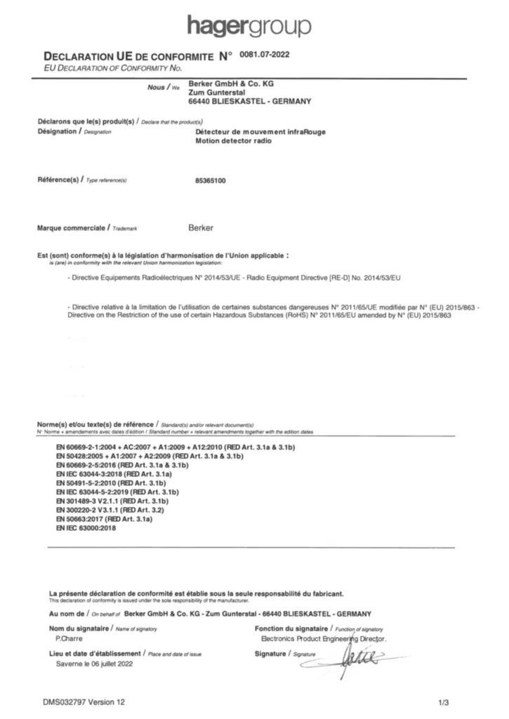 Obrázek EU Declaration of Conformity | Hager