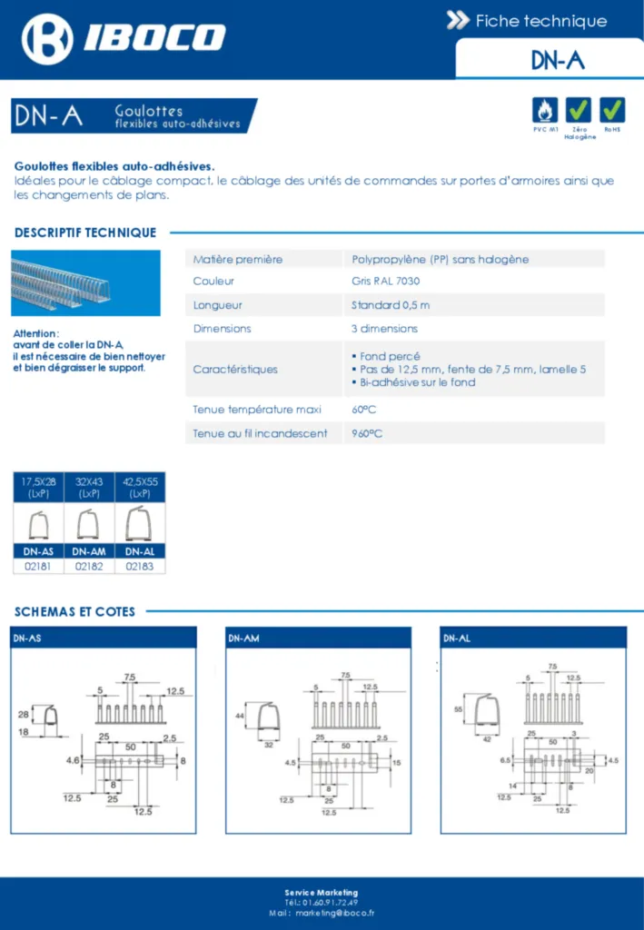 Image Schémas et cotes - goulottes flexibles auto-adhésives Dn-a | Hager France