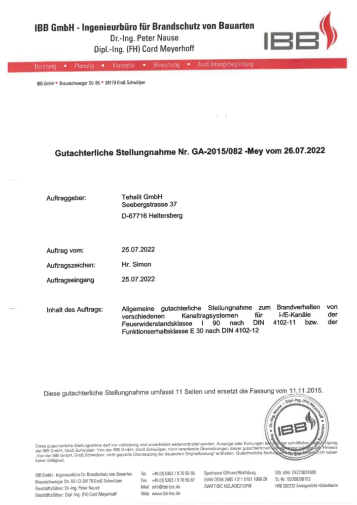 Bild Gutachterliche Stellungnahme: Kanaltragsystem KTS in Verbindung mit Kanalsystemen FWK30 und FWK90 GA-2015/082 -Mey (Verlängerung, 07-2022) | Hager Deutschland