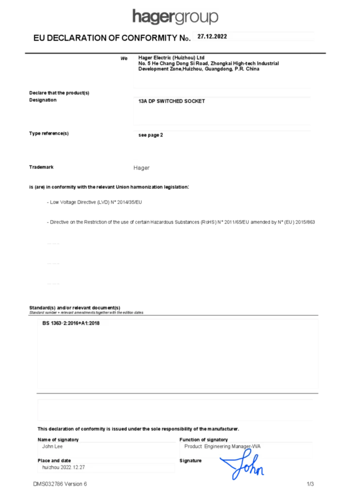 Image 2022_EU_declaration_for_13A_DP_Switched_socket  | Hager