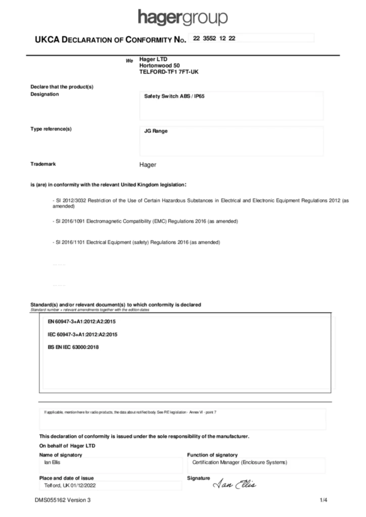 Image Declaration  | Hager