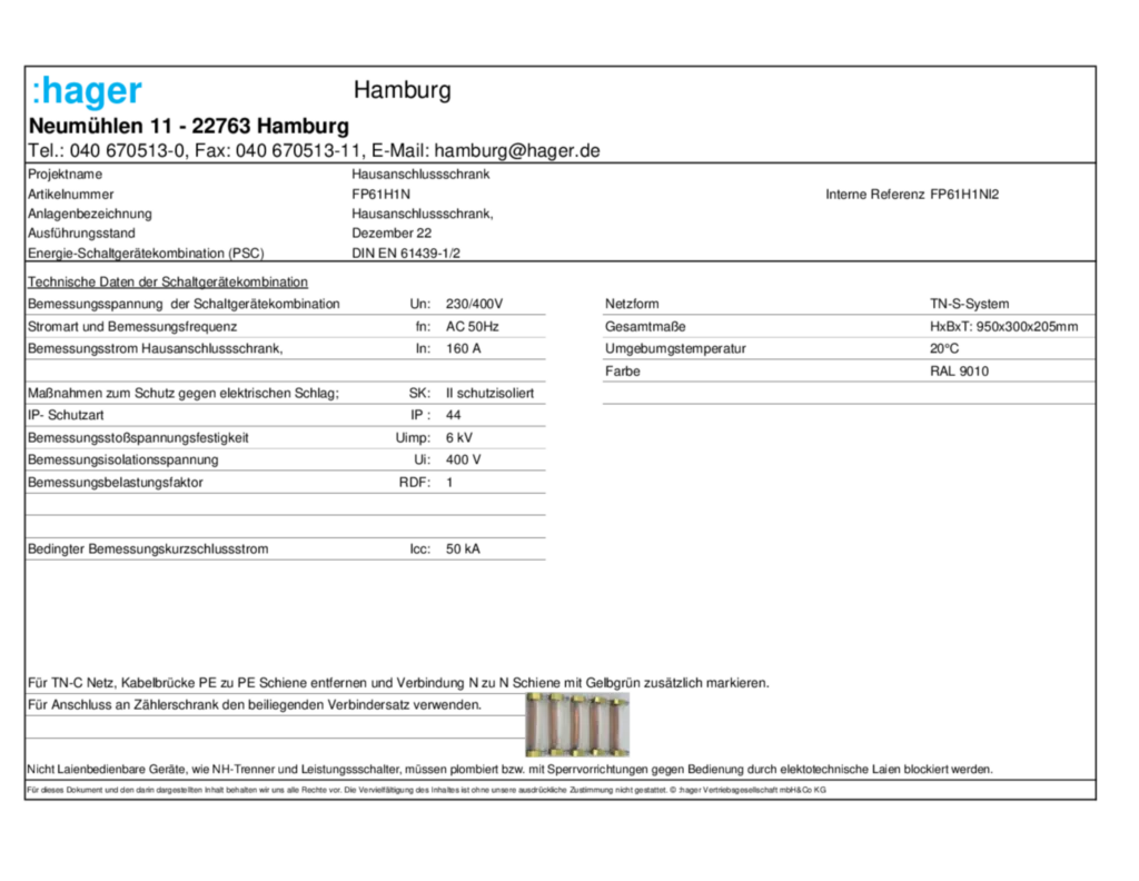 Bild Aufbau und Stromlaufplan FP61H1NI2 | Hager Deutschland