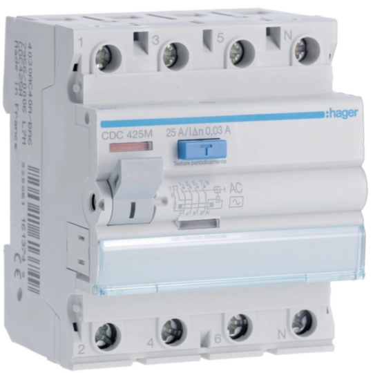 CDC425M - Interruptor diferencial 4P 25A 30mA tipo AC