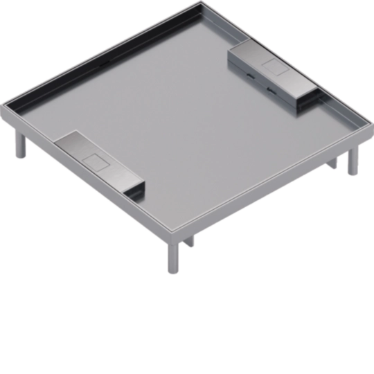 EKQ160LE15 - Nivelleerbare cassette, Q16, 320x320mm, diepte 15mm, kabeluitvoer, rvs
