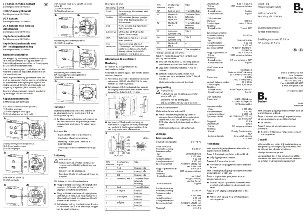 Imagen Manual for 33153xx-33154xx - Multimedia sockets (NO-ES, 2020-12) | Hager España