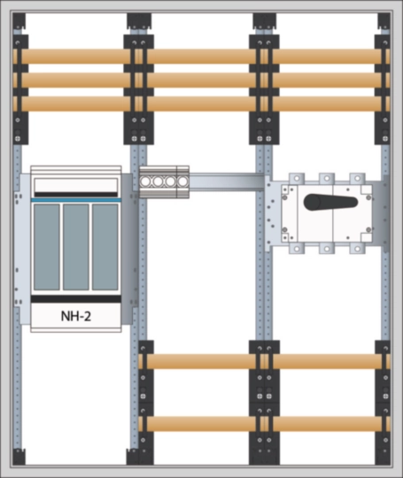FR63W0 - Wandlerschrank, universN, NAR NH2, AAR Lastsch.400A IP55, SKII, 950x800x275mm