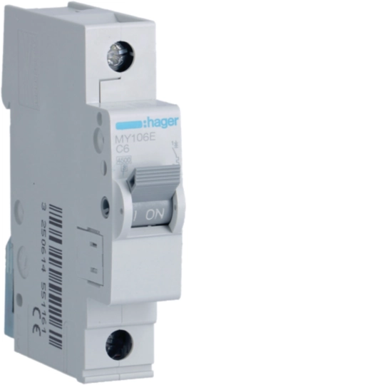 MY106E - MCB 1P 4.5kA C-6A 1M