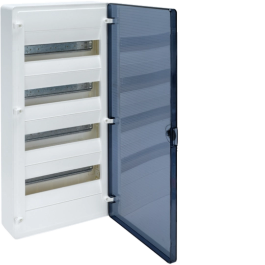 VS412TM - Small distributor,golf,surface,4row,IP40,48M,MS-terminal,N+PE,transparent door