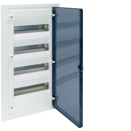 VF412TM - Small distributor,golf,flush,4row,IP40,48M,MS-terminal,N+PE,transparent door