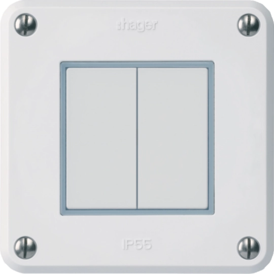 WHTR20200A - Poussoir KNX Hager BA robusto A double 86×86mm blanc