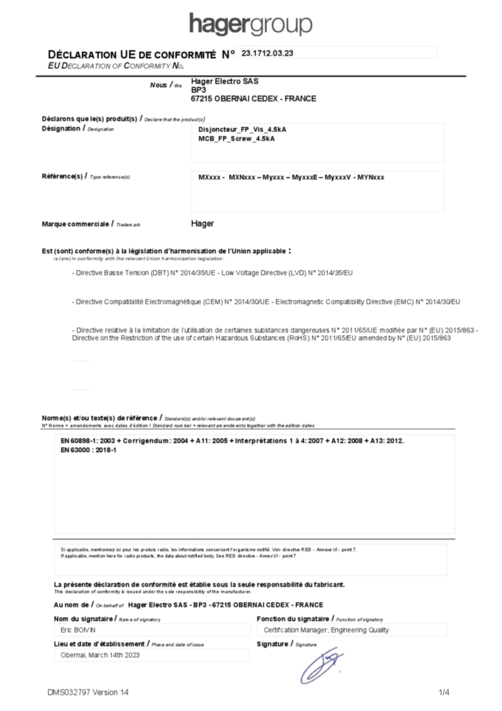 Image Declaration  | Hager