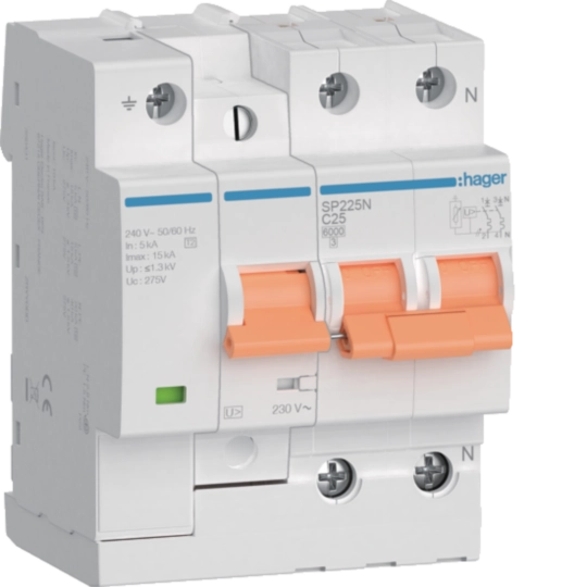 SP225N - Protección combinada P+T 2P 25A C viv.
