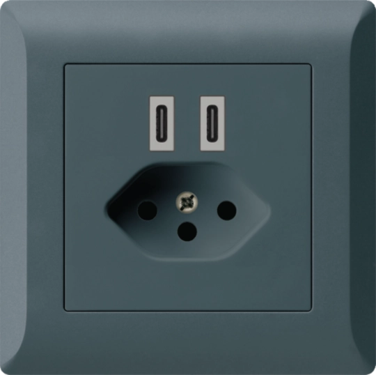 WH55822304C - UP-USB-Ladesteckdose Hager kallysto.line C-C 20W+T13 5V 92×92mm anthrazit
